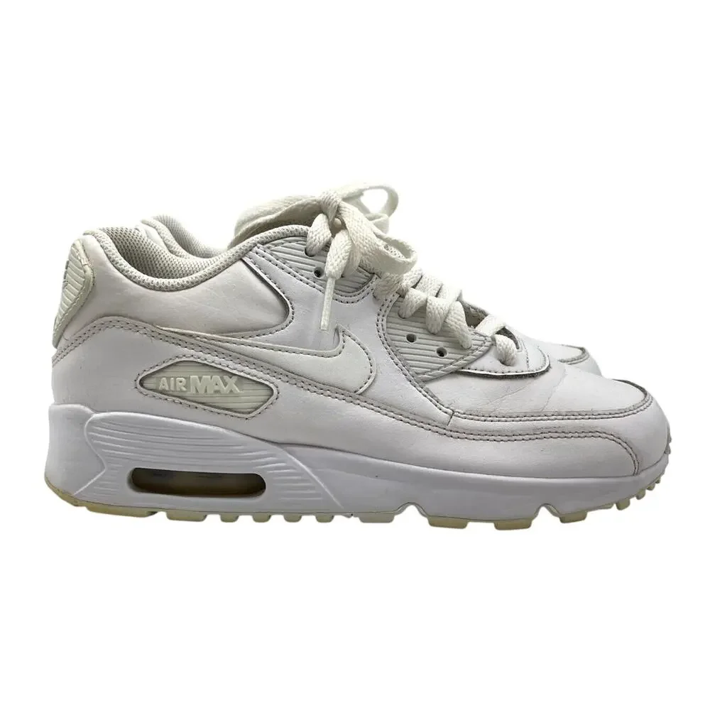 Nike Air Max 90 Sneakers Lace Up White Running Shoes US Size 4.5 Youth